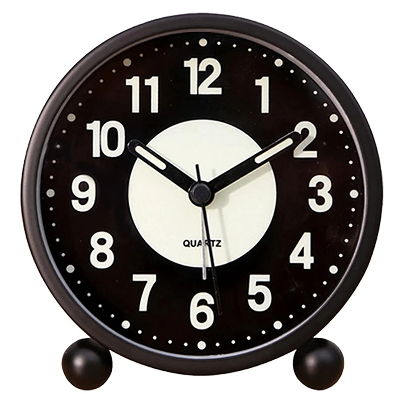 

Часы-Будильник, светящиеся 4-дюймовые круглые тихие аналоговые настольные часы без тикания, работает от батареи с громким будильником для с...
