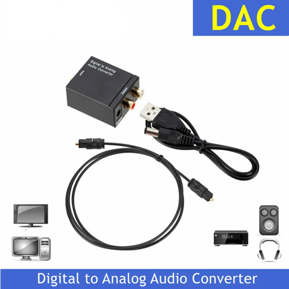 USB DAC Digital To Analog Audio Converter RCA R/L Output Optical Digital Stereo Audio SPDIF Coaxial To Analog DAC USB 
USB DAC Digital To Analog Audio Converter RCA R/L Output Optical Digital Stereo Audio SPDIF Coaxial To Analog DAC USB