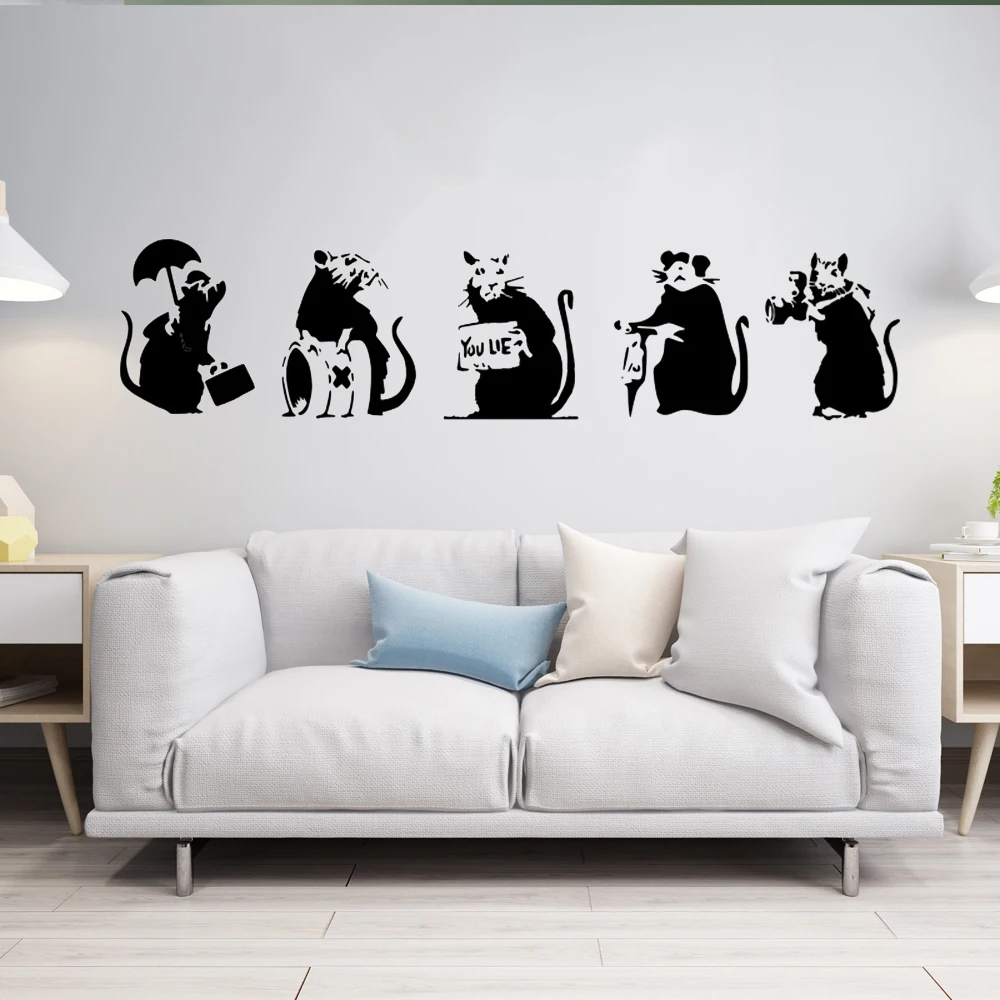 5Pcs Graffiti Banksy Rats Mouse Wall Sticker Street Style Rat Animal Wall Decal Bedroom Kids Room VInyl Home Decor
5Pcs Graffiti Banksy Rats Mouse Wall Sticker Street Style Rat Animal Wall Decal Bedroom Kids Room VInyl Home Decor