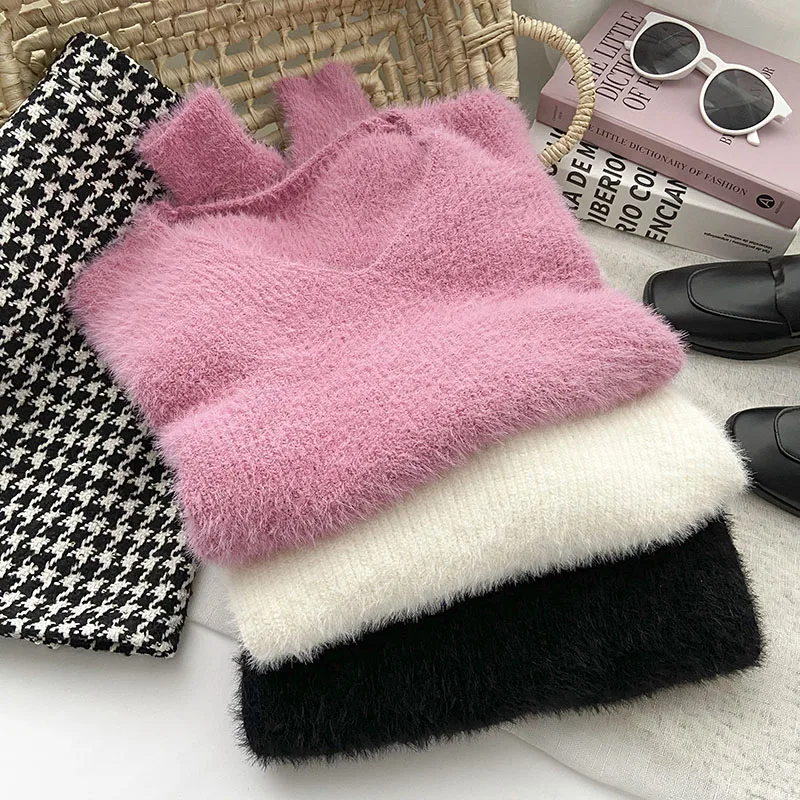 Knitted Sweater Korean Style Women V-Neck Fluffy Sweaters Chic Short Pullover Female Casual Ladies Slim Fit Clothes Dropshipping
Knitted Sweater Korean Style Women V-Neck Fluffy Sweaters Chic Short Pullover Female Casual Ladies Slim Fit Clothes Dropshipping