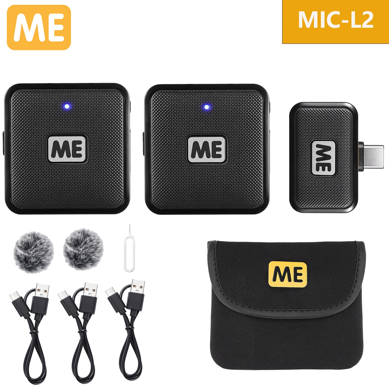 

ME MIC-L2 Wireless Lavalier Lapel Microphone for iPhone Android Smartphone Type C Devices Youtube Recording Live Streaming Vlog