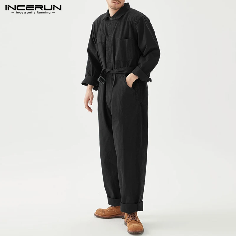 INCERUN Men Cargo Overalls Solid Color Lapel Loose Long Sleeve Multi Pockets Jumpsuits With Belt Streetwear Casual Rompers S-5XL
INCERUN Men Cargo Overalls Solid Color Lapel Loose Long Sleeve Multi Pockets Jumpsuits With Belt Streetwear Casual Rompers S-5XL