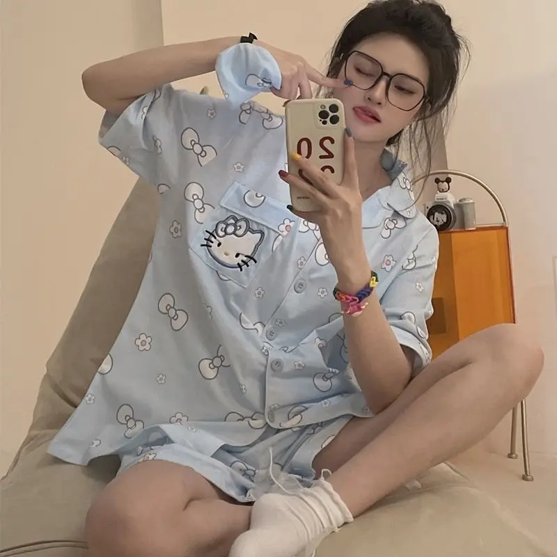 Hello Kitty Sanrio Kawaii T-Shirt Short Sleeve Shorts Pajamas Bow Spring Summer Cute Cartoon Homewear Women's Japanese Pajamas
Hello Kitty Sanrio Kawaii T-Shirt Short Sleeve Shorts Pajamas Bow Spring Summer Cute Cartoon Homewear Women's Japanese Pajamas