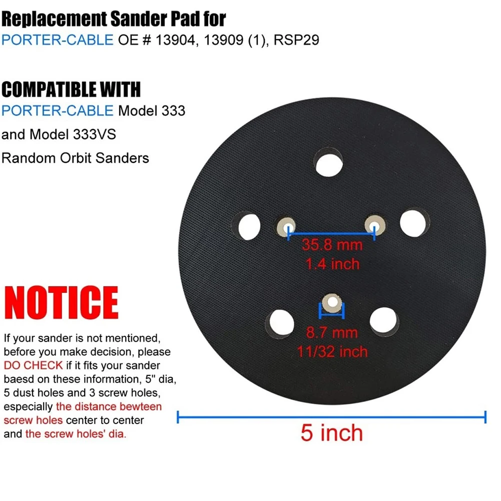5 Inch 125 MM 5 Hole Sander Pad Hook And Loop Sander Backing Pad For Random Orbit Palm Sander 333 334 Orbital Sander Backup Pad
5 Inch 125 MM 5 Hole Sander Pad Hook And Loop Sander Backing Pad For Random Orbit Palm Sander 333 334 Orbital Sander Backup Pad