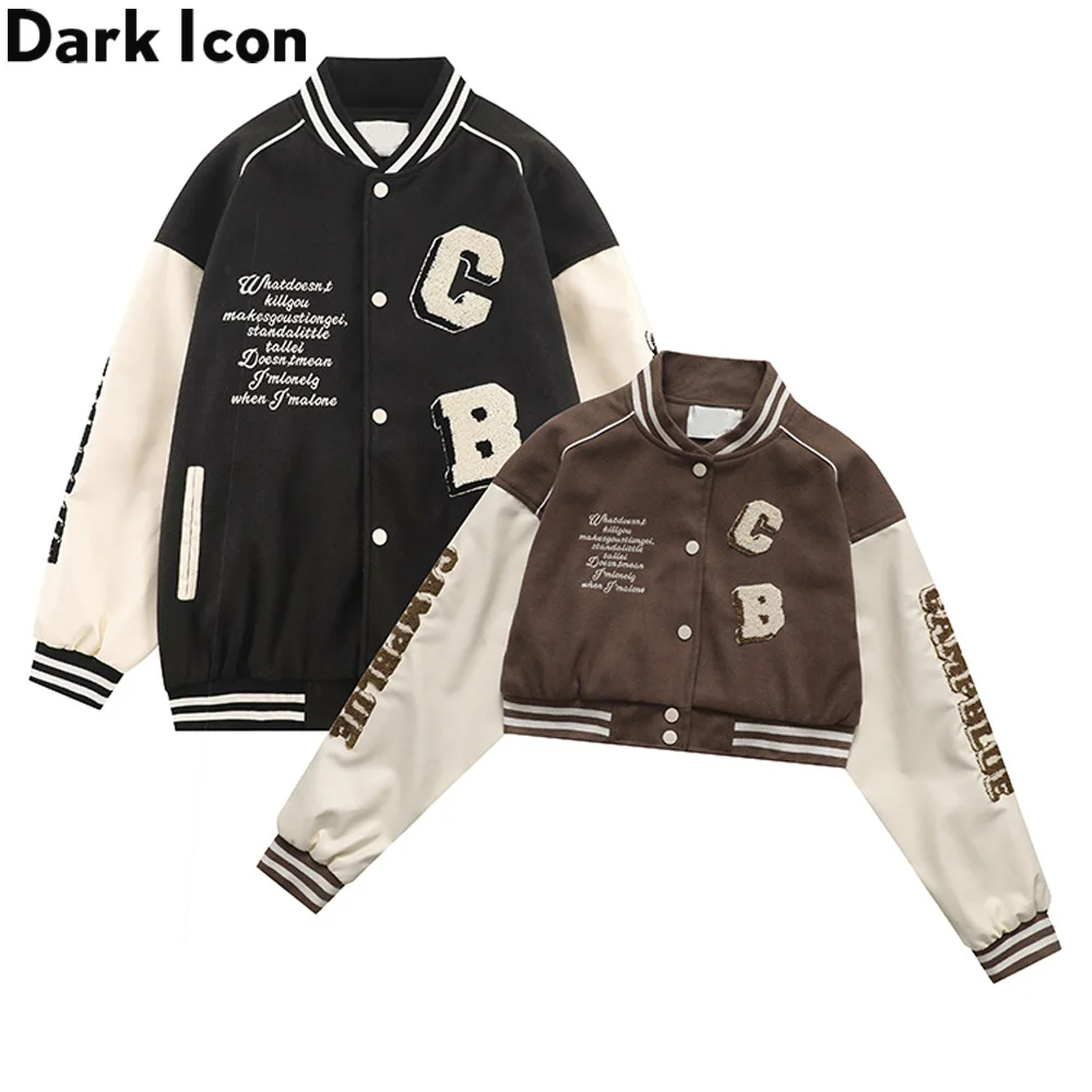 Dark Icon Woolen Material Leather Sleeve Men Women Baseball Jackets 2022 Autumn High Street Jackets
Dark Icon Woolen Material Leather Sleeve Men Women Baseball Jackets 2022 Autumn High Street Jackets