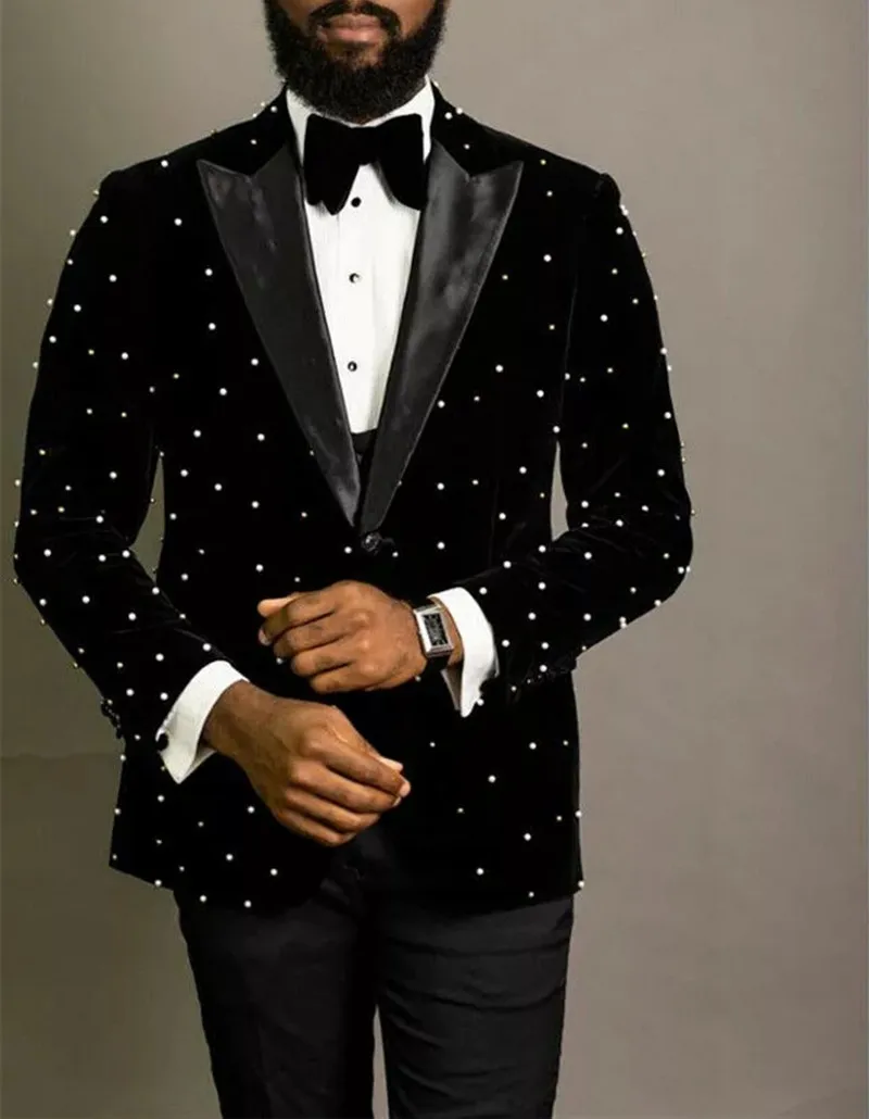 Luxury Pearl Beading Men Suits Costume Homme Groom Wear Tuxedos Wedding Terno Masculino Slim Fit Blazer(Jacket+Pants+Vest)
Luxury Pearl Beading Men Suits Costume Homme Groom Wear Tuxedos Wedding Terno Masculino Slim Fit Blazer(Jacket+Pants+Vest)