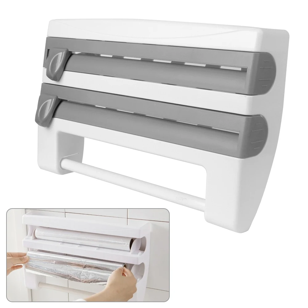 4 In 1 Cling Film Cutting Holder Wall-Mount Kitchen Organizer Paper Towel Holder Sauce Bottle Rack Kitchen Accessories
4 In 1 Cling Film Cutting Holder Wall-Mount Kitchen Organizer Paper Towel Holder Sauce Bottle Rack Kitchen Accessories