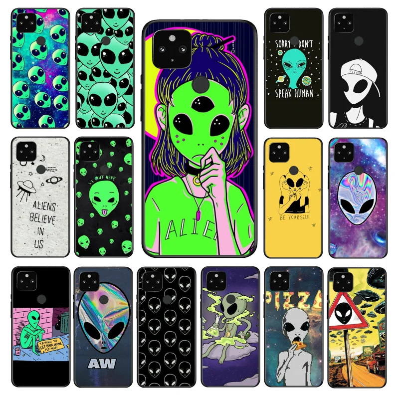 

Cartoon alien space Believe UFO Phone Case for Google Pixel 7 Pro 6A 6 Pro 5A 4A 3A Pixel 4 XL Pixel 5 6 4 3 XL 3A XL