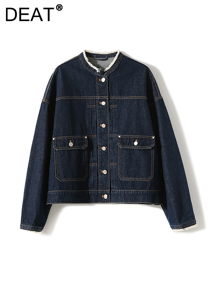 DEAT Women's Denim Coat Burrs O-neck Single Breasted Long Sleeve Navy Blue High Quality Jackets 2023 Autumn New Fashion 29L2389
DEAT Women's Denim Coat Burrs O-neck Single Breasted Long Sleeve Navy Blue High Quality Jackets 2023 Autumn New Fashion 29L2389