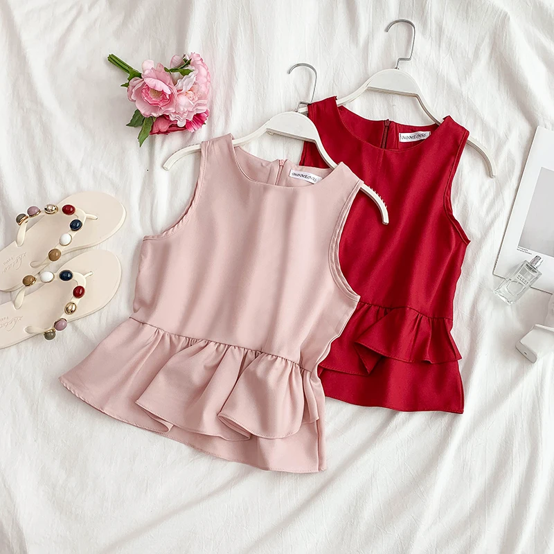 Chiffon Shirt Women 2019 New Pure Color Simple Crewneck Sleeveless Skinny Fluffy Doll Shirt Wind Cool Blouse Summer Tops
Chiffon Shirt Women 2019 New Pure Color Simple Crewneck Sleeveless Skinny Fluffy Doll Shirt Wind Cool Blouse Summer Tops