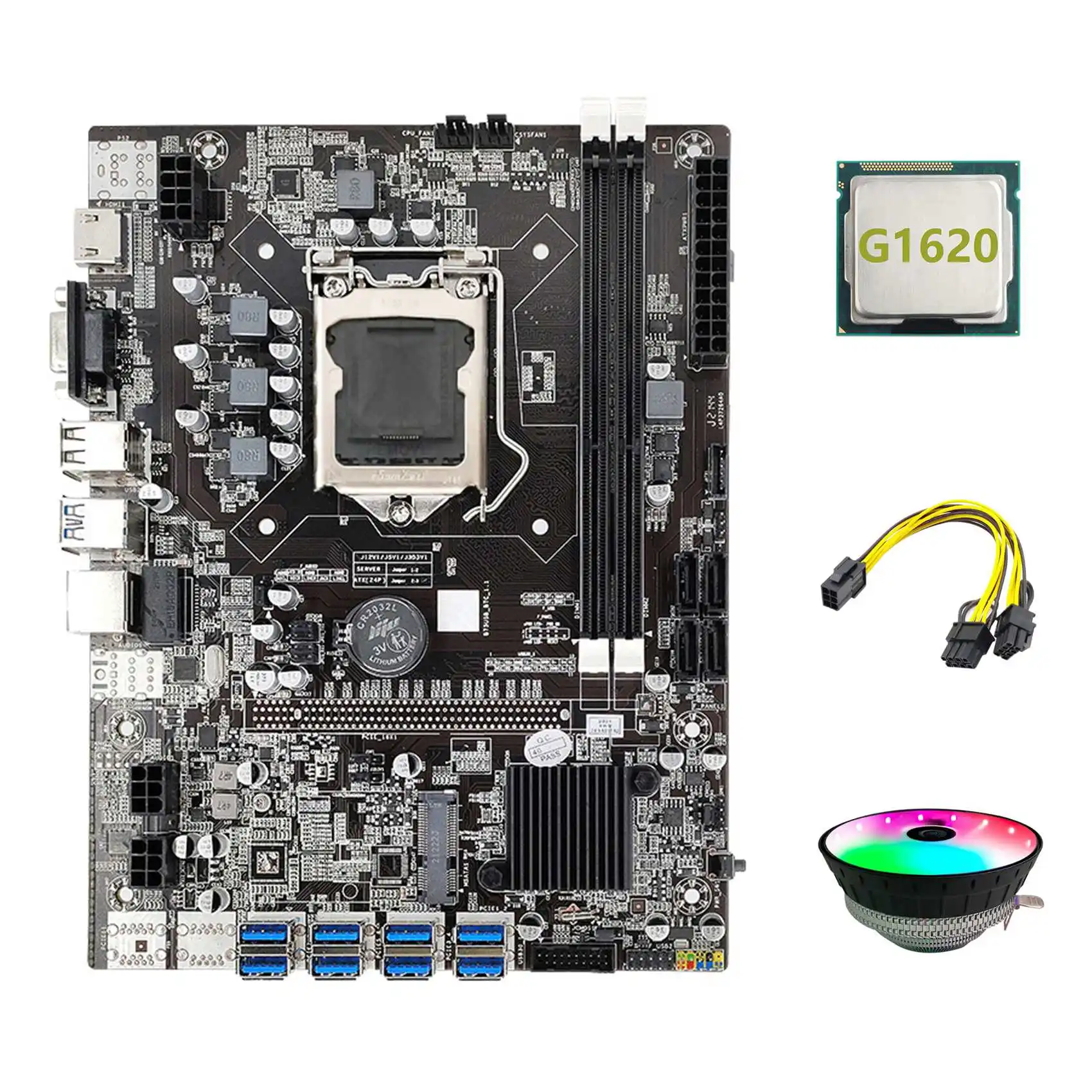 Материнская плата B75 USB ETH 8XPCIE на USB + G1620 CPU + RGB вентилятор + 6Pin на двойной 8Pin кабель LGA1155 B75 BTC Майнер материнская плата
Материнская плата B75 USB ETH 8XPCIE на USB + G1620 CPU + RGB вентилятор + 6Pin на двойной 8Pin кабель LGA1155 B75 BTC Майнер материнская плата