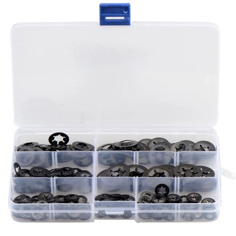 260Pcs Manganese Steel Torx Washer, Torx Hole Bearing Clamp Retaining Ring Combination Set
260Pcs Manganese Steel Torx Washer, Torx Hole Bearing Clamp Retaining Ring Combination Set