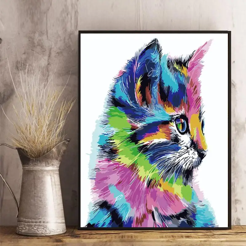 

Картина по номерам «сделай сам», красочные кошки, милые котята, животные, цифровая картина маслом для взрослых и детей, красивое художественное украшение