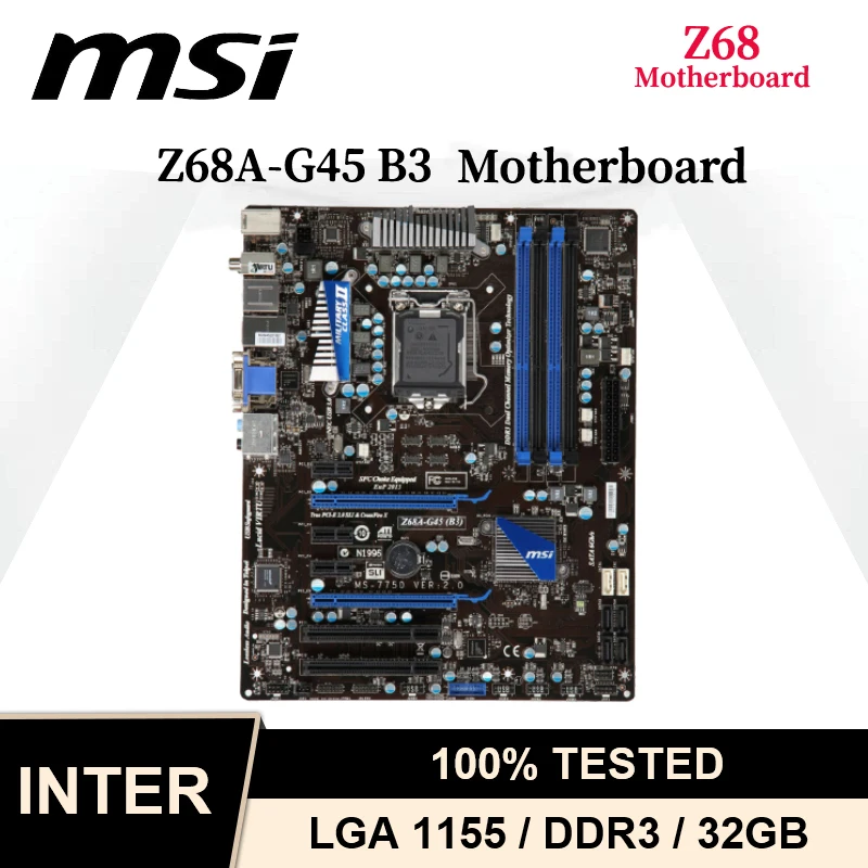 Материнская плата MSI Z68A-G45 B3 DDR4 32 ГБ с поддержкой Intel Core I3 I5 I7 LGA 1155 CPU USB3.0 PCI-E 3,0 SATA III HDMI ATX материнская плата
Материнская плата MSI Z68A-G45 B3 DDR4 32 ГБ с поддержкой Intel Core I3 I5 I7 LGA 1155 CPU USB3.0 PCI-E 3,0 SATA III HDMI ATX материнская плата