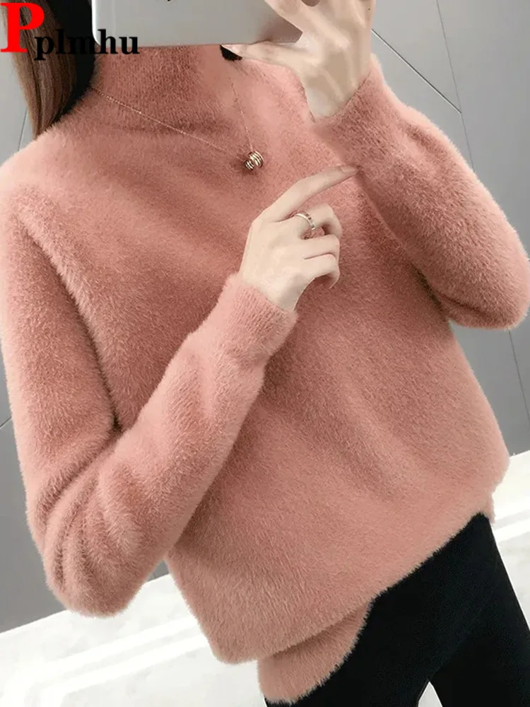 Imitation Mink Velvet Half Turtleneck Sweater Big Size Soft Slim Knit Pullovers Winter Warm Women's Knitwears Sueter Fashion Top
Imitation Mink Velvet Half Turtleneck Sweater Big Size Soft Slim Knit Pullovers Winter Warm Women's Knitwears Sueter Fashion Top