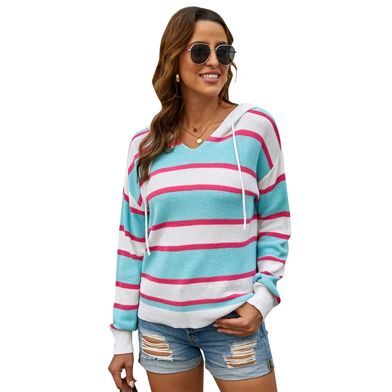 CYDNEE Contrast Color Striped Knitted Pullover Women's Casual Loose Hooded Pullover Shirt Women's Top College Style
CYDNEE Contrast Color Striped Knitted Pullover Women's Casual Loose Hooded Pullover Shirt Women's Top College Style