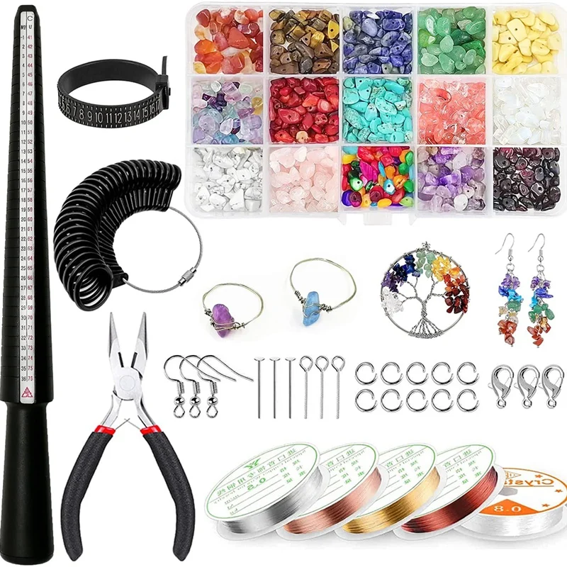 Ring Making Kit, Ring Size Measuring Tools With 15 Colors Crystal Chips Beads,Elastic String, Pliers For DIY Handmade
Ring Making Kit, Ring Size Measuring Tools With 15 Colors Crystal Chips Beads,Elastic String, Pliers For DIY Handmade