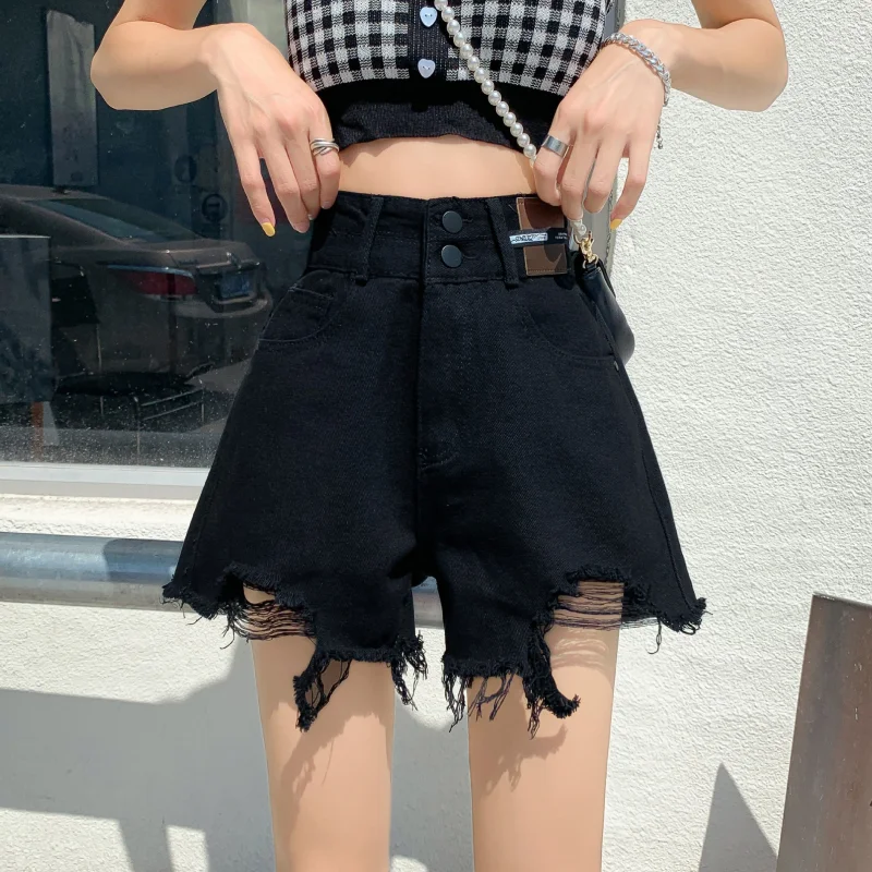 Black Denim Shorts Women's Summer Korean Style High Waist Raw Edge Ripped A-line Pants Fashion Students Popular Y2k Rave Cycling
Black Denim Shorts Women's Summer Korean Style High Waist Raw Edge Ripped A-line Pants Fashion Students Popular Y2k Rave Cycling