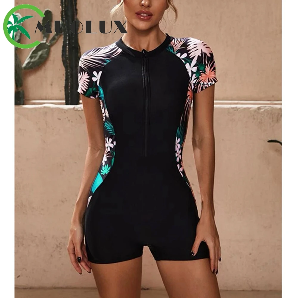 MUOLUX 2023 Sport Women One Piece Swimsuit Short Sleeve Print Swimwear Rash Guard Boyshorts Plus Size Surfing Monokini Bath Suit
MUOLUX 2023 Sport Women One Piece Swimsuit Short Sleeve Print Swimwear Rash Guard Boyshorts Plus Size Surfing Monokini Bath Suit
