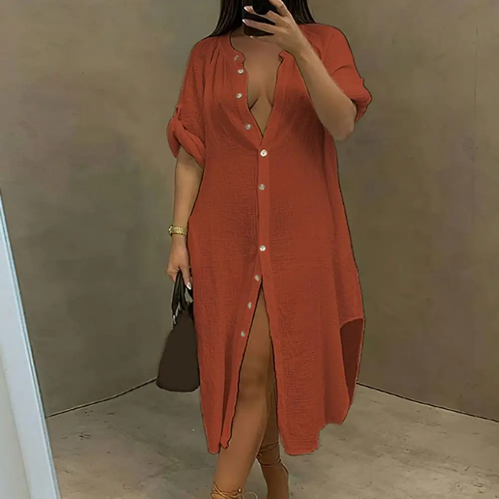Sunscreen Dress Chic Non-shrink Thin Office Lady Shirt Dress Casual Sundress Female Clothes Shirt Dress Simple Dress
Sunscreen Dress Chic Non-shrink Thin Office Lady Shirt Dress Casual Sundress Female Clothes Shirt Dress Simple Dress