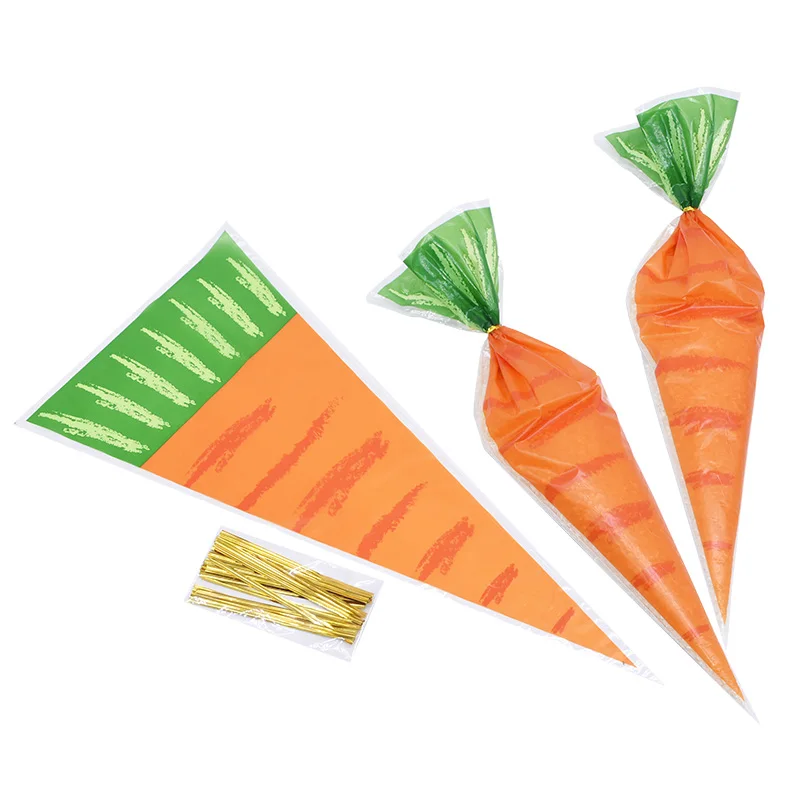 20Pcs/lot Easter Candy Bags Carrot Pattern Cones Transprant Plastic Bag Gifts Packaging Bag With Ties Kids Birthday Party Decor
20Pcs/lot Easter Candy Bags Carrot Pattern Cones Transprant Plastic Bag Gifts Packaging Bag With Ties Kids Birthday Party Decor