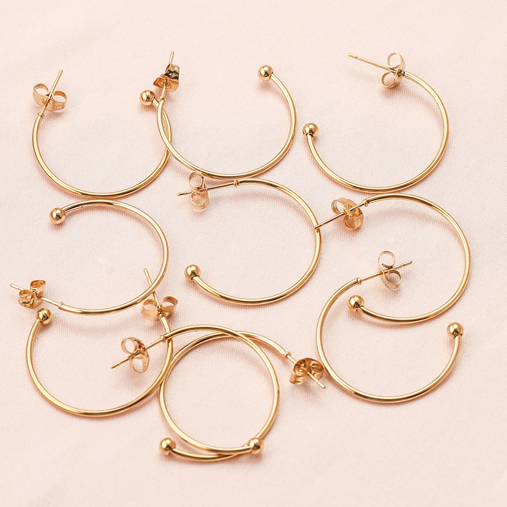 10pcs/lot 15/20/25mm Gold Round Earrings Big Hoop with Hole Stainless Steel Ear Studs for Jewelry Supplies DIY earring Wholesale
10pcs/lot 15/20/25mm Gold Round Earrings Big Hoop with Hole Stainless Steel Ear Studs for Jewelry Supplies DIY earring Wholesale