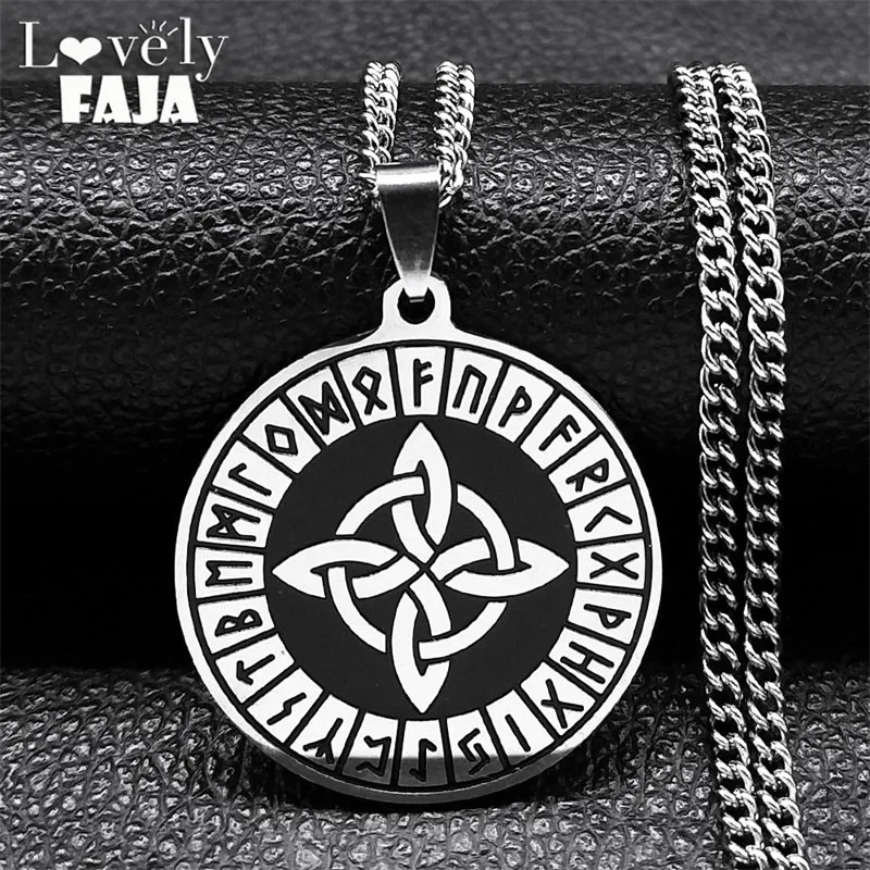 

Norse Runes Viking Witch Celtic Knot Amulet Necklace Stainless Steel Goth Irish Knots Talisman Necklaces Jewelry nudo de bruja
