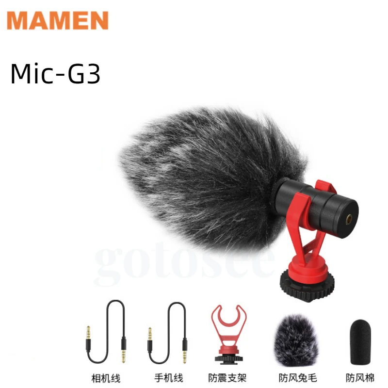 

Mamen G3 Camera Phone Microphone Recording Equipment Noise Reduction Condenser Microphones for Live Streaming Interviews