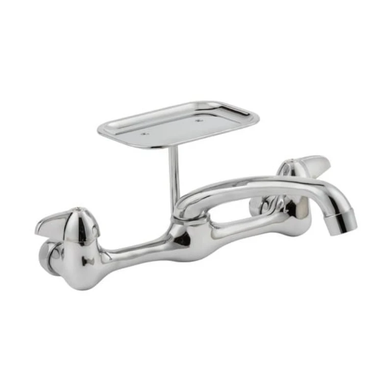 Wall Mount Two Handle Kitchen Faucet with Soap Dish, Chrome Faucet Kitchen Sink Tap
Wall Mount Two Handle Kitchen Faucet with Soap Dish, Chrome Faucet Kitchen Sink Tap