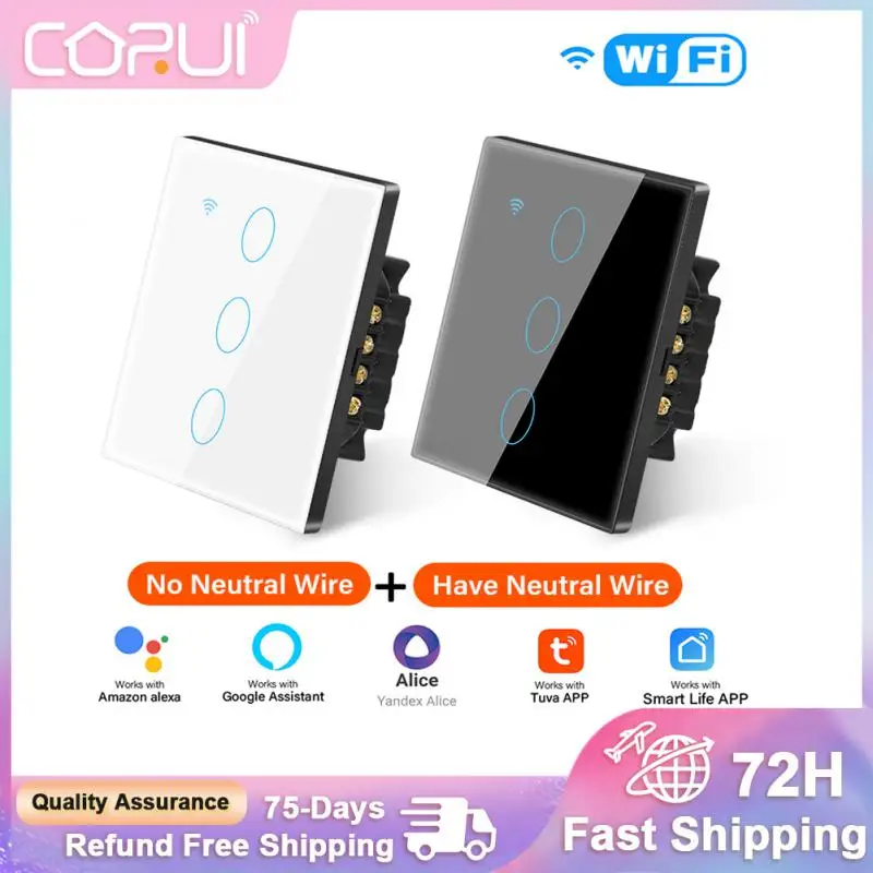 1/2/3/4 Gang Tuya WiFi Smart Light Switch EU/US Neutral Wire/No Neutral Wire Required Wall Touch Switch Via Alexa,Google Home
1/2/3/4 Gang Tuya WiFi Smart Light Switch EU/US Neutral Wire/No Neutral Wire Required Wall Touch Switch Via Alexa,Google Home