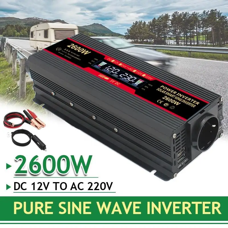 

1500W/2000W/2600W Inverter Modified Sine Wave LCD Display Transformer DC 12V To AC 220V Convert Solar inverters Home Improvement