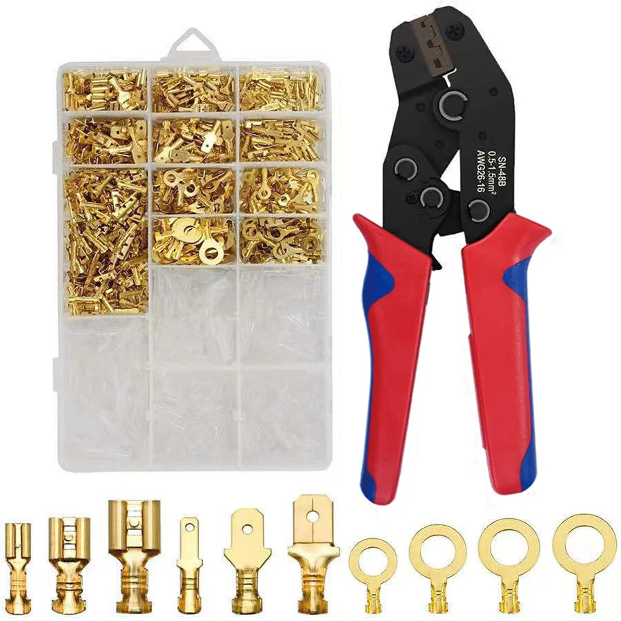 2.8/4.8/6.3mm Spring Plug Male Female Spade Crimp Terminals Insulated Sleeve Electrical Wire Connectors Crimping Pliers Tool Kit
2.8/4.8/6.3mm Spring Plug Male Female Spade Crimp Terminals Insulated Sleeve Electrical Wire Connectors Crimping Pliers Tool Kit