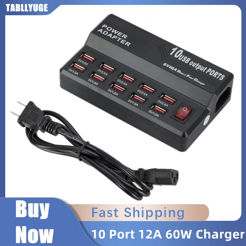 Multi 10 Port 12A 60W Charger USB Power Quick Charge Station For iPhone 13 12 11 7 8 Plus iPad LG Samsung AC Adapter
Multi 10 Port 12A 60W Charger USB Power Quick Charge Station For iPhone 13 12 11 7 8 Plus iPad LG Samsung AC Adapter