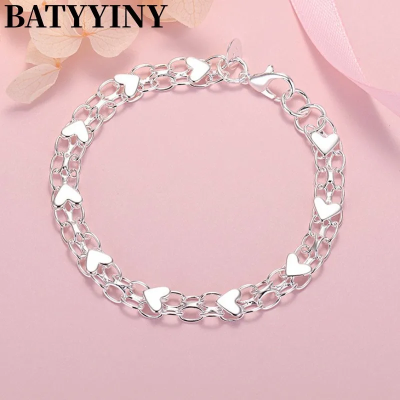 BATYYINY New 925 Sterling Silver Beautiful Heart Bracelets For Women Fashion Jewelry Wedding Accessories Party Holiday Gifts
BATYYINY New 925 Sterling Silver Beautiful Heart Bracelets For Women Fashion Jewelry Wedding Accessories Party Holiday Gifts
