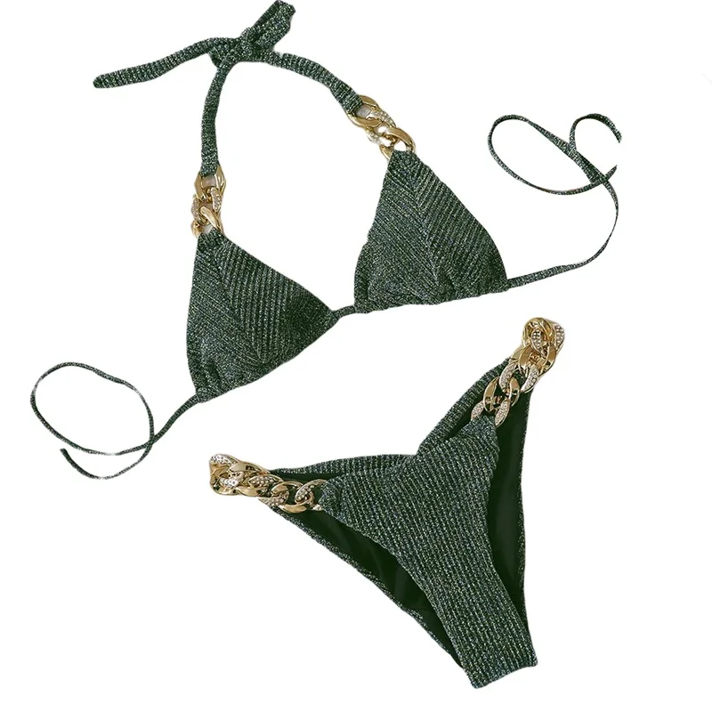 Women Bikini, Sleeveless Hanging Neck Bra Swimming Summer Beach Low Waist Thong Swimwear
Women Bikini, Sleeveless Hanging Neck Bra Swimming Summer Beach Low Waist Thong Swimwear