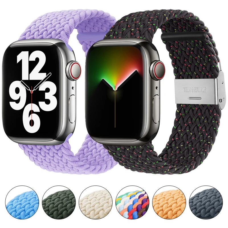 

For Apple Watch Bands Series 6/SE/5/4/3 38 40 42mm 44mm Adjustable Braided Solo Loop for iWatch Stretchable Elastics Wristband