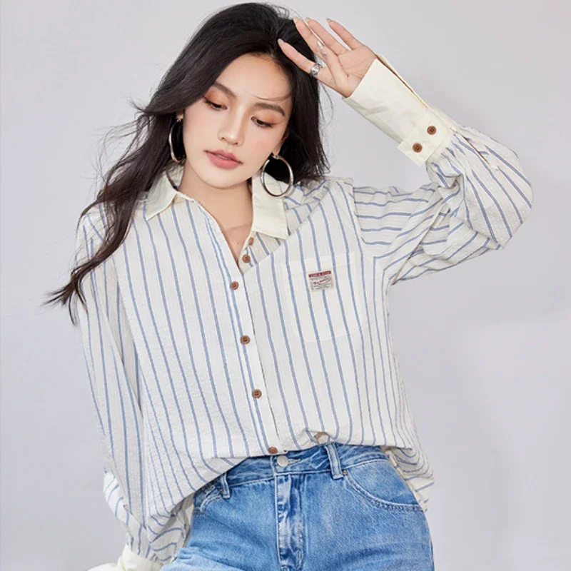 Stripe Women's Shirt Vintage FASHION Blouses Spring/Summer Polo Neck Ladies Clothing Printed Loose Long Sleeves Tops
Stripe Women's Shirt Vintage FASHION Blouses Spring/Summer Polo Neck Ladies Clothing Printed Loose Long Sleeves Tops