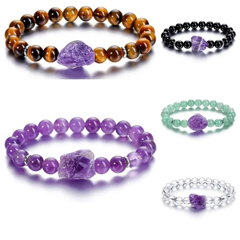 10pcs Reiki Healing Stone Strand Bracelet Irregular Raw Amethysts Druzy Charms Black White Beaded Elastic Bangle Women Men
10pcs Reiki Healing Stone Strand Bracelet Irregular Raw Amethysts Druzy Charms Black White Beaded Elastic Bangle Women Men