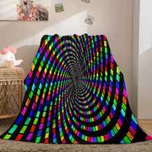 Spiral Color Block Flannel Blanket Colorful Throw Blanket Warm Bed Blanket Kids Block Blanket for Bed Sofa Dropshiper