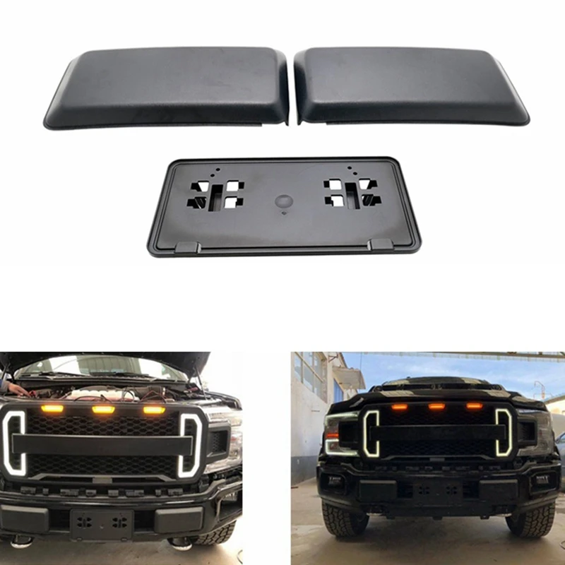 

Front Bumper Pad Guard For Ford F150 2018-2021 License Plate Mounting Bracket 9L3Z17E810B 9L3Z17E811B 9L3Z17A385A