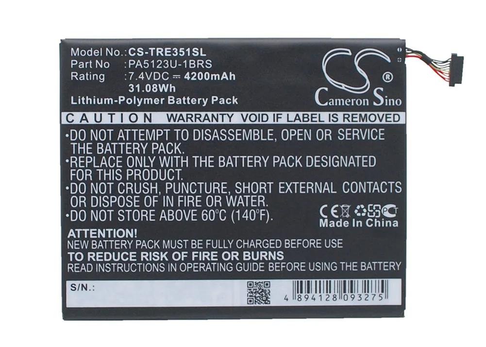 Generic 4200mA Battery for Toshiba AT10LE-A-108,AT15LE-A32,Excite Pro,Excite Pro 10.1 PA5123U-1BRS
Generic 4200mA Battery for Toshiba AT10LE-A-108,AT15LE-A32,Excite Pro,Excite Pro 10.1 PA5123U-1BRS