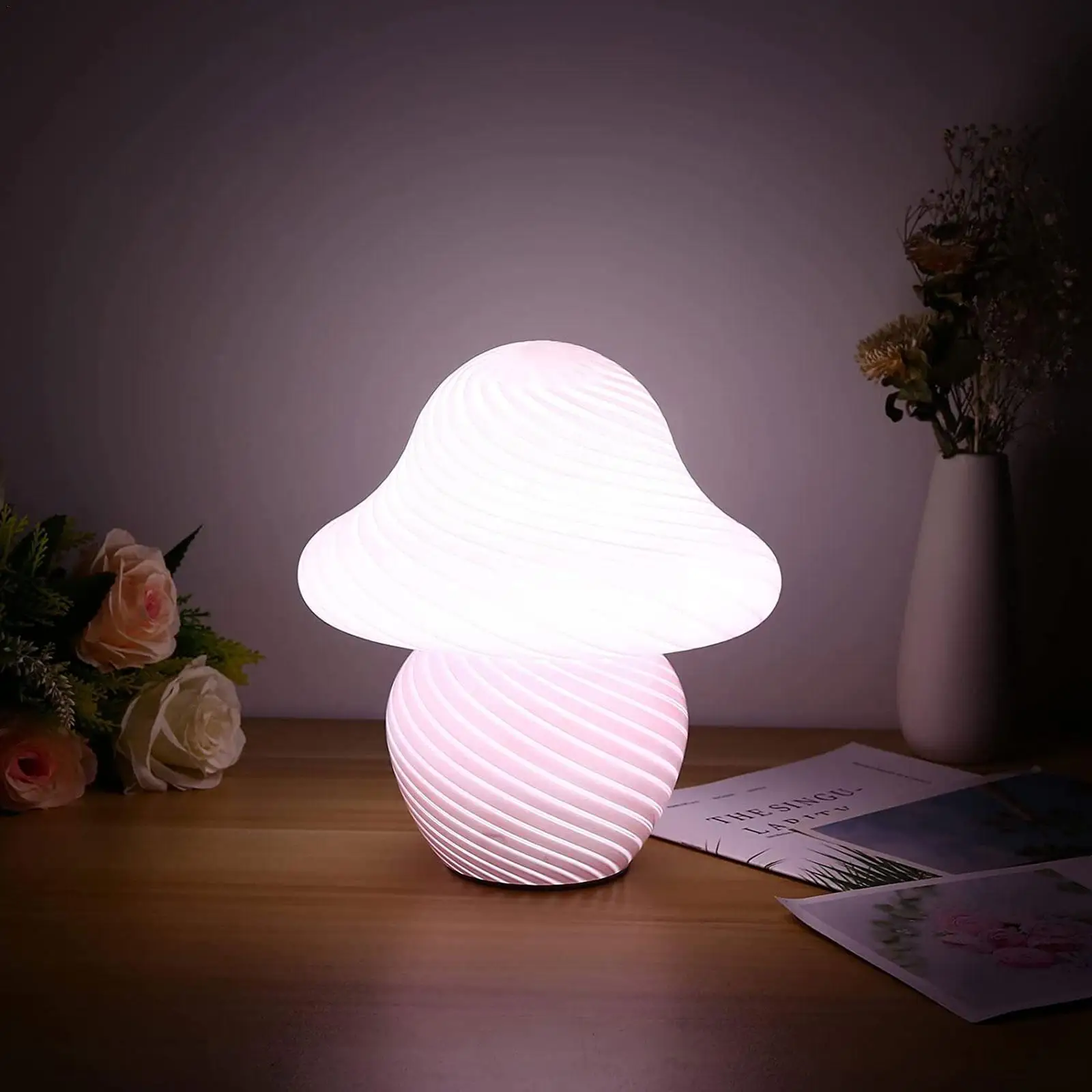 Retro Striped Cute Mushroom Table Lamp Glass Table Bedside Lamps Adjustable 3 Colors LED Small Desk Light USB For Living Ro T0B2 
Retro Striped Cute Mushroom Table Lamp Glass Table Bedside Lamps Adjustable 3 Colors LED Small Desk Light USB For Living Ro T0B2