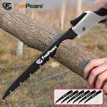 FivePears Manual Folding Camping Saw,Hacksaw SK5 Alloy Steel Saw Blade ,Portable Tree Pruning Foldable Camping Tourist Hand Saw