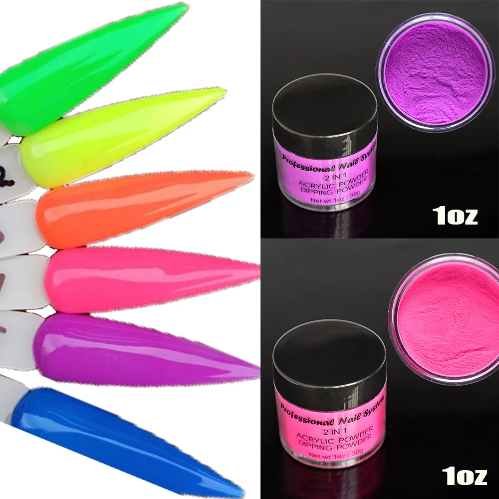 

30g Neon Nail Powder Bottled Acrylic Powder Dipping Powder Fluorescent Crystal Powder For Nail Extension Polymer Builder Dust&*&