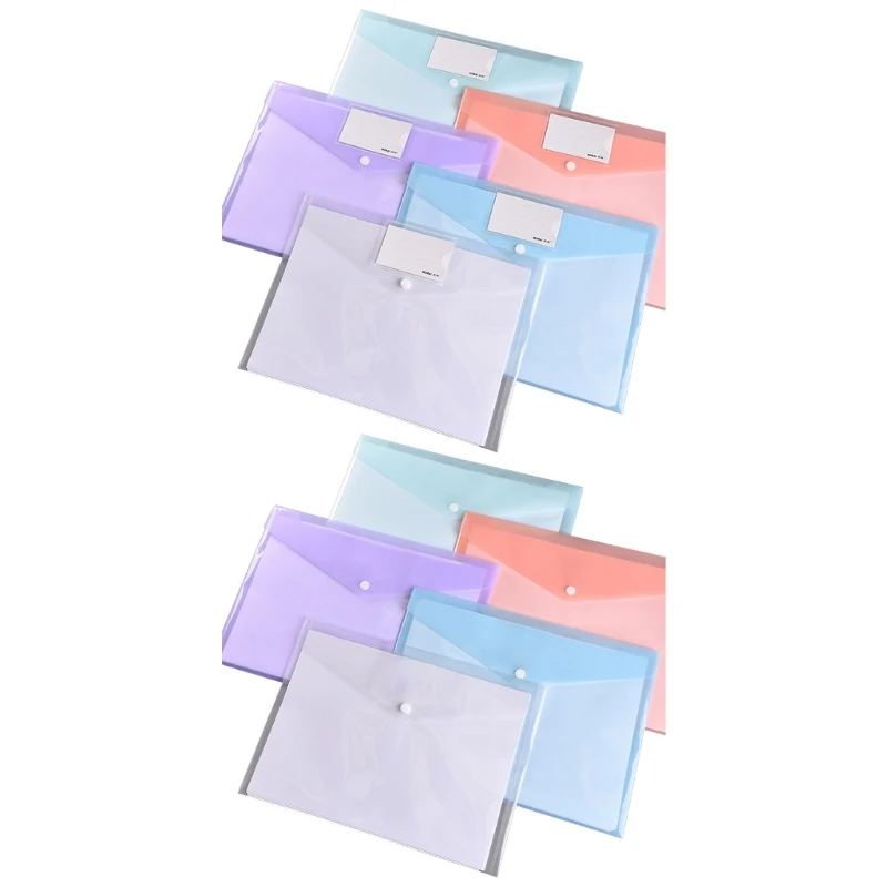 

N58E 10Pcs Envelopes File Holder with Snap Closure, Clear File Folders Waterproof Transparent Document Folder, A4 Letter Size