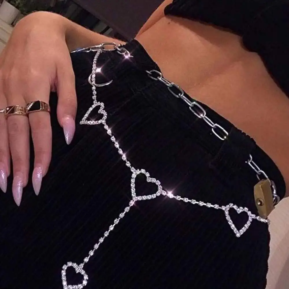 Flash Drill Heart Waist Chain Night Club Disco Rhinestone Body Chains Y2K Belly Jewelry for Women Rhinestone Heart To Heart Belt
Flash Drill Heart Waist Chain Night Club Disco Rhinestone Body Chains Y2K Belly Jewelry for Women Rhinestone Heart To Heart Belt
