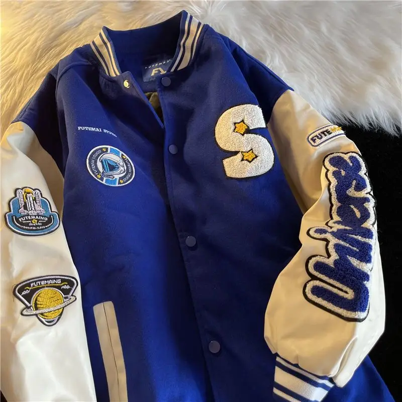 Hip-hop Baseball Jacket Men and Women Clothing 2022 Autumn Winter New American High Street BF Preppy Style Loose Varsity Jacket
Hip-hop Baseball Jacket Men and Women Clothing 2022 Autumn Winter New American High Street BF Preppy Style Loose Varsity Jacket