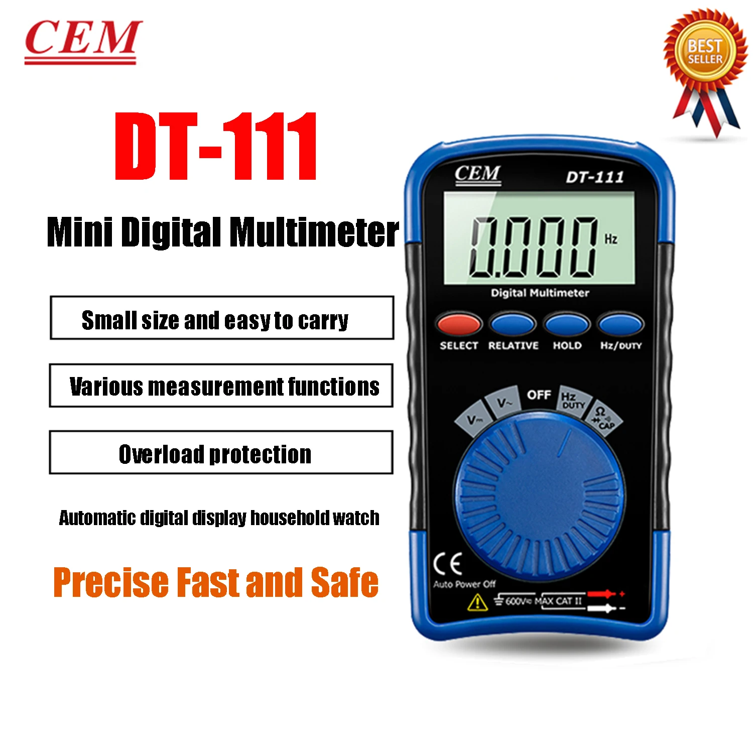 CEM DT-111 Mini Pocket Digital Multimeter Auto Measurement 3 in 1 E-Testers Type Full Protection Pocket Type NCV Non-contact.
CEM DT-111 Mini Pocket Digital Multimeter Auto Measurement 3 in 1 E-Testers Type Full Protection Pocket Type NCV Non-contact.
