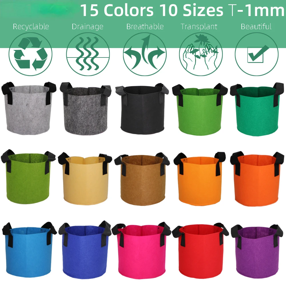 15 Colors 10 Sizes Garden Grow Bag w/ Handles Indoor Outdoor Fabric Aeration Plant Pot Container Flower Vegetable Pouch
15 Colors 10 Sizes Garden Grow Bag w/ Handles Indoor Outdoor Fabric Aeration Plant Pot Container Flower Vegetable Pouch