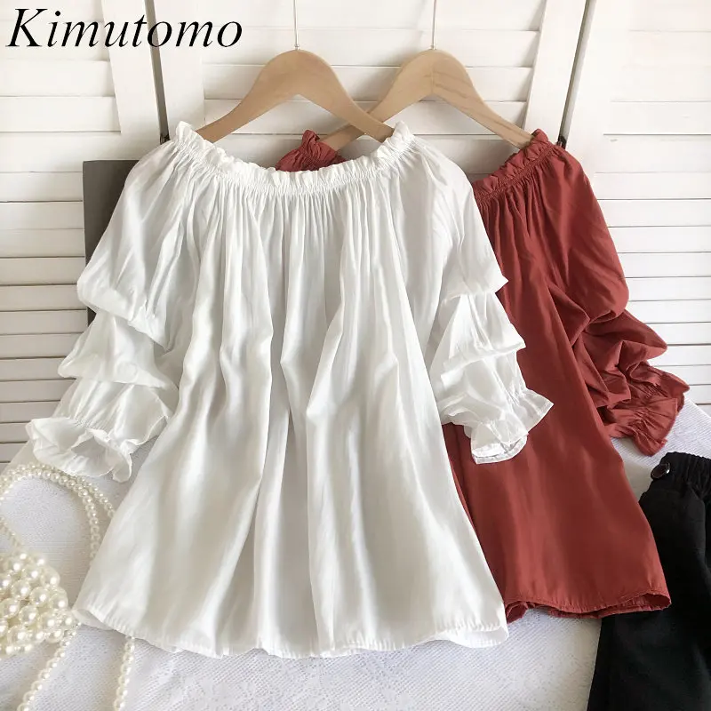Элегантная свободная однотонная дизайнерская рубашка Kimutomo со складками, женская мягкая Блузка с вырезом лодочкой и пышными рукавами, прост...
Элегантная свободная однотонная дизайнерская рубашка Kimutomo со складками, женская мягкая Блузка с вырезом лодочкой и пышными рукавами, прост...